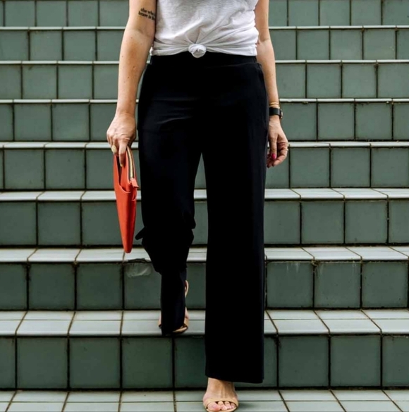 Athleta Travel Work Athletic Casual Essential Cosmic Wide Leg Pants Black 16T - Picture 5 of 14